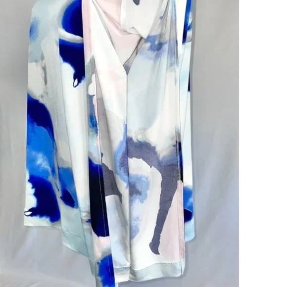 New Alfani Printed Dolman Sleeve Top Paint Profusion Blue Multicolor Size Small - Picture 10 of 16